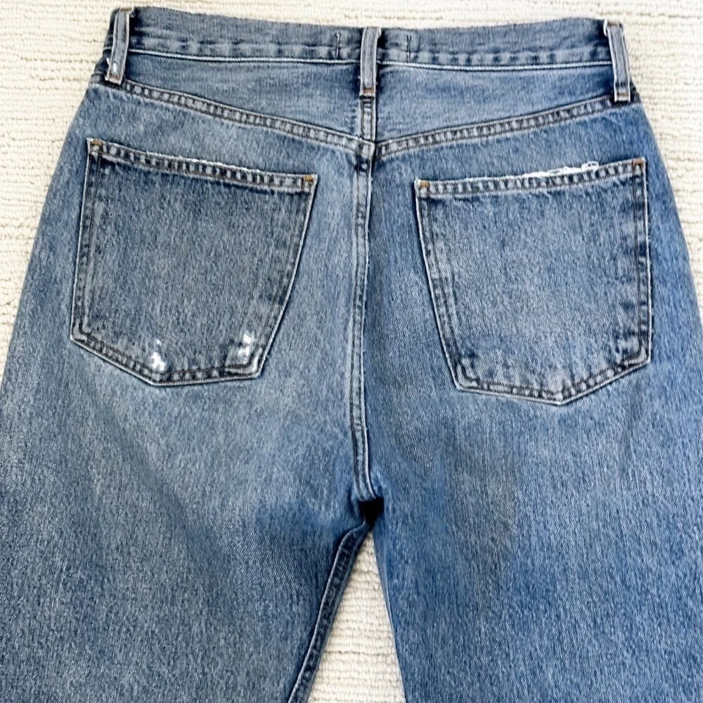 AGOLDE | ‘90s Distressed Mid-Rise Straight Leg Jeans Loose Fit | 27 | Blue